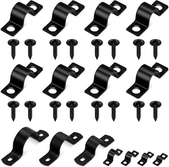 10mm Pijp Riem Klemmen - 75 stuks Zwarte Koolstofstaal U Beugel Buis Strap met Schroef van Merkloos