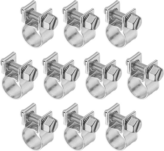 10Pcs 9-11mm Mini Brandstofinjectie Slangen Klemmen - Roestvrij Staal - Verstelbare Klem
