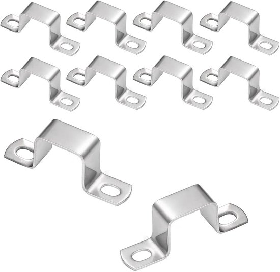10pcs vierkante buisklemmen - 25mm x 25mm - vierkante buisklem van roestvrij staal - buishouder - zilver - voor het bevestigen van water- en gasleidingen van Beta.