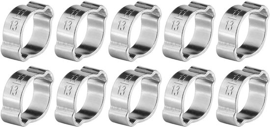 10x Slangklemmen RVS Oor Klemmen - 5-23mm - Voor Benzine en Benzine Slangen van Merkloos