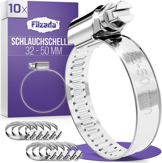 10x Slangklemmen Set RVS 32-50 mm - Verstelbare Roestvrij Staal Slangklem – Slangklemmen Assortiment – Inox Slangklem voor Waterleiding en Tuinslang