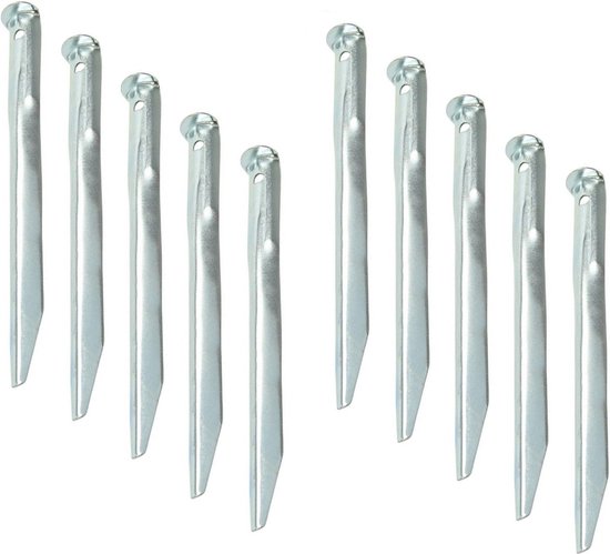 10x Stuks grondpennen/tentharingen metaal halfrond 22 cm - Kampeer artikelen voor tent of windscherm van Somultishop