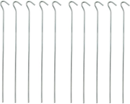 10x Stuks grondpennen/tentharingen metaal halfrond 30 cm - Kampeer artikelen voor tent of windscherm van Prima Via