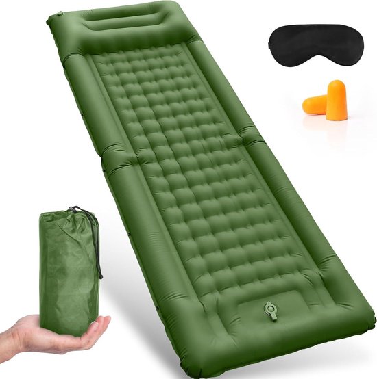 11 cm ultralicht waterdicht zelfopblaasbaar Isomat met voetpomp en hoofdkussen - opblaasbaar matras voor outdoor wandelen en reizen van Flextail
