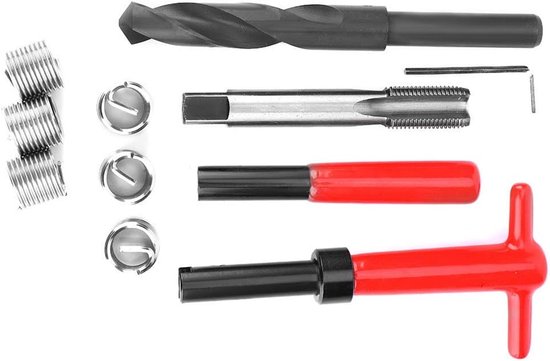 11 stuks Draadreparatieset, M16x1.5, lengte 1.5D, roestvrij staal, spiraalboor, sleutel, draadinzetstuk, metrische imperiale eenheidconversie, helicoilreparatieset