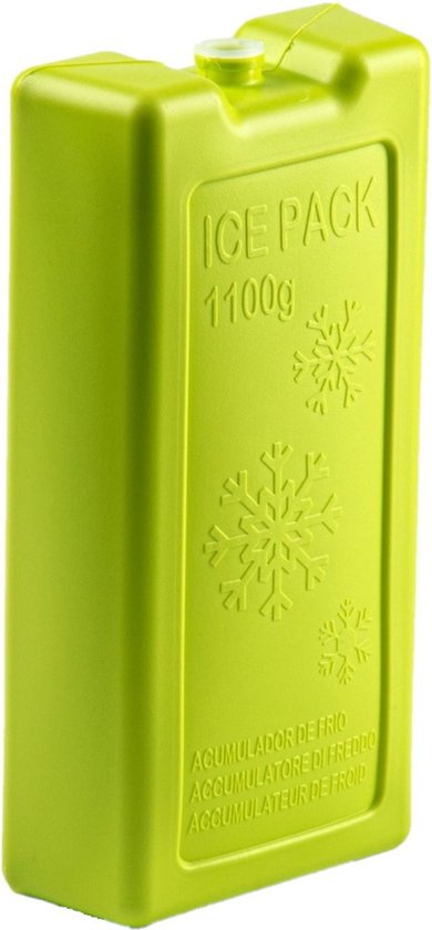 1100 grams koelelementen 22 x 11.5 x 5 cm groen plastic van Abisko