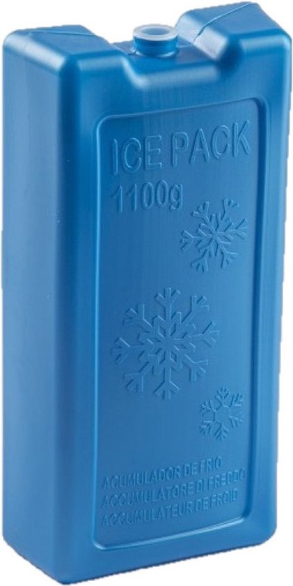 1100 grams koelelementen 22 x 11.5 x 5 cm kobalt blauw kunststof met sneeuwvlokken prints van Maximex