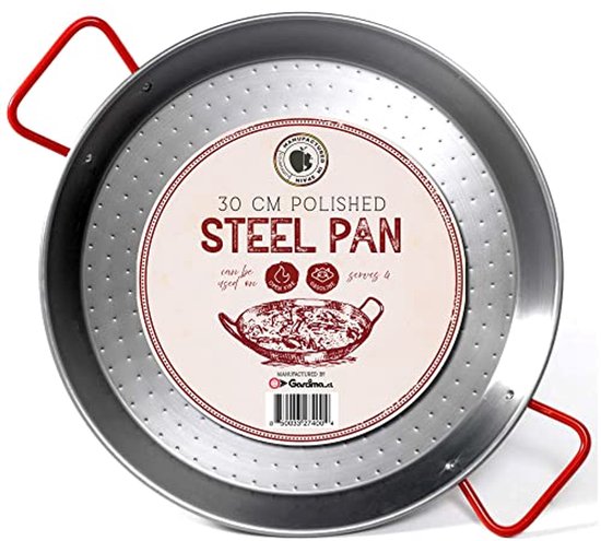 12" Carbon Steel Paella Pan - 30cm Grote Koekenpan voor Paella Feesten, Binnen, Buiten en Camping