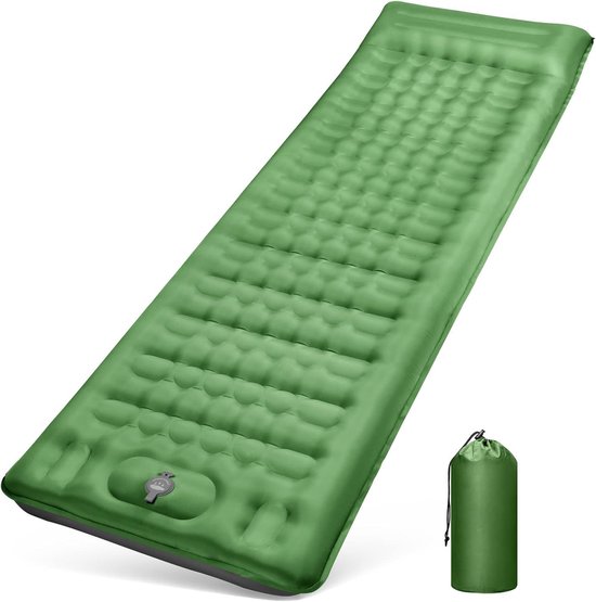 12 cm, verdikt, opblaasbaar matras met voetperspomp en kussen, ultralicht, waterdicht van Merkloos