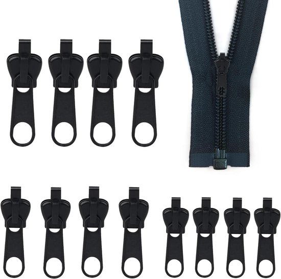 12-delige reparatieset met ritssluiting - vervanging voor ritssluiting - reparatieset voor kleding - rugzak - bagage - slaapzak van Merkloos