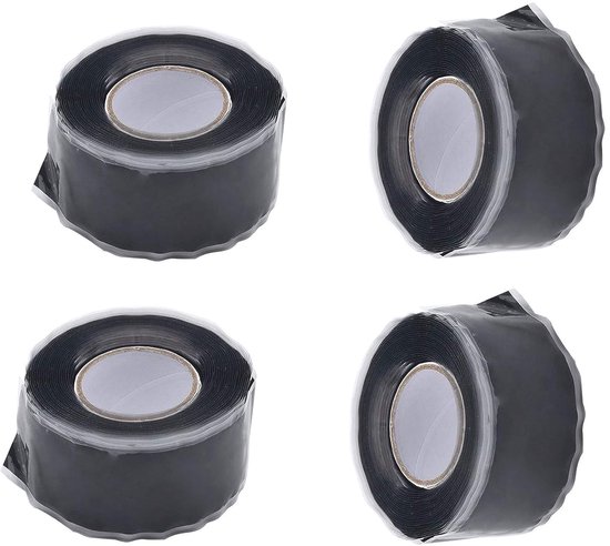 12 m zelfsmeltende siliconen band, multifunctionele reparatietape, isolatietape, afdichtingstape, zelfsmeltende siliconen wikkelband, waterdicht, weerbestendig, 25 mm breed, 4 x 3 m, zwart,