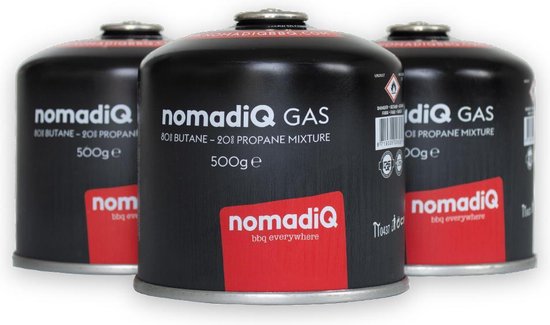 12-pack nomadiQ gasflesjes (12 x 500 gram) - EN417 schroefventiel van nomadiQ