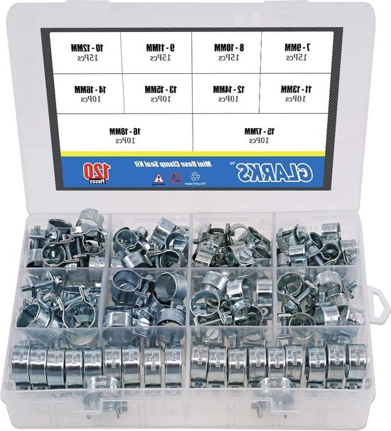 120Pcs 10 Size Mini Brandstof Injectie Stijl Slang Klem Kit - Diesel Benzine Pijp - Assortiment van Merkloos