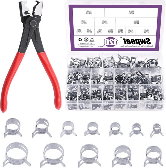 121 stuks Dacromet spring band slangklemmen - CV boot slang clip tang assortiment kit - Siliconen vacuüm slang actie pijpklem - Lage druk air clip klem - Swpeet van Swpeet