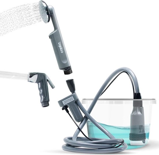 12v camping douche - draagbare hondendouche met draagtas - hogedruk douchekop - straalmondstuk - camping basisuitrusting