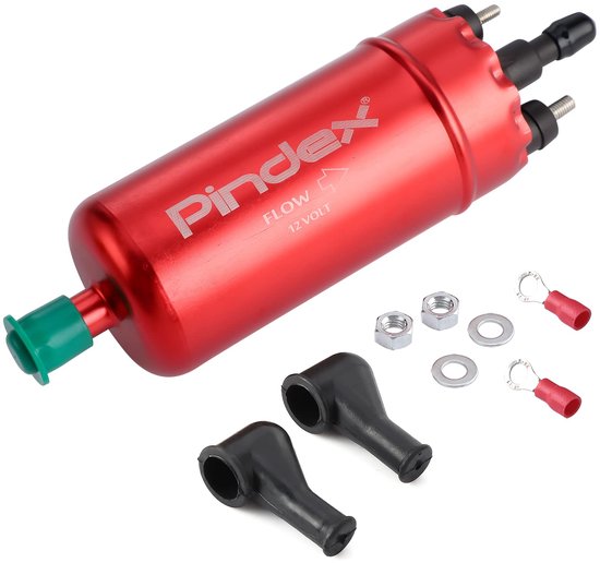 12V Elektrische Brandstofpomp Hogedruk Universele 12 V Inline Benzine Diesel Brandstof Transfer Pomp 125PSI Externe Pomp Vervanging 0580464070 (Rood)