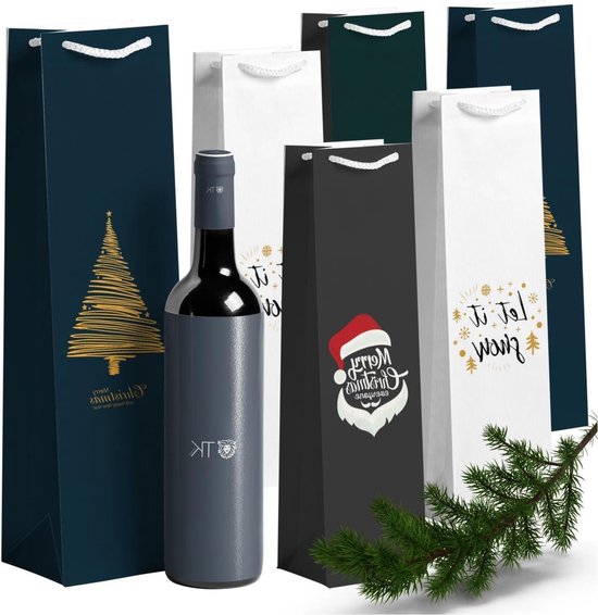 12x Kerstmis XXL Bottle Bags - Flessen Cadeauzakken voor wijn Tote & Wine Bag bottle bag van Hotex.