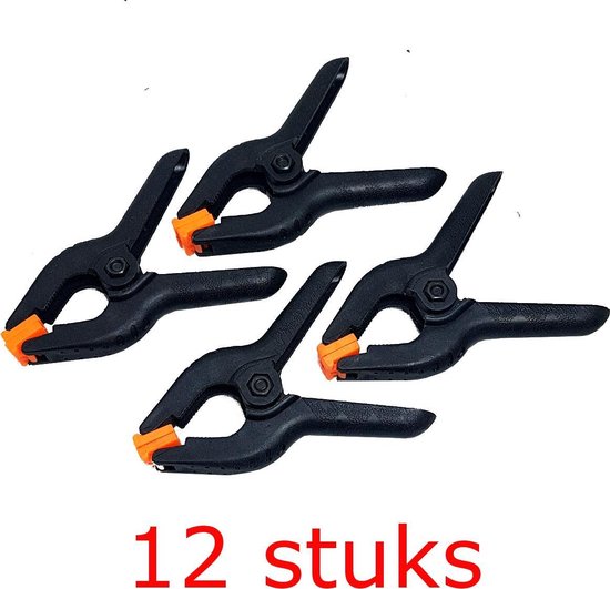 12x Kunststof 9,5 cm kleine Marktklem lijmklem zeilklem klem clam spanwijdte 4 cm van Merkloos