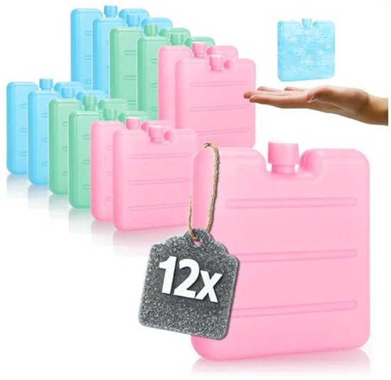 12x mini-ijspakketten - Ruimtebesparende koelelementen voor koelboxen en koeltassen - Kleurrijke ijspakketten voor levensmiddelen en dranken van Merkloos