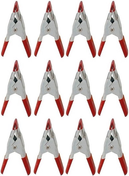 12x Mini zeilklem/zeilclip 5 cm kunststof/staal - Dekzeil klemmen - Hobbyklemmen - Camping/outdoor klemmen - Tafelkleedklemmen van BHQO-15