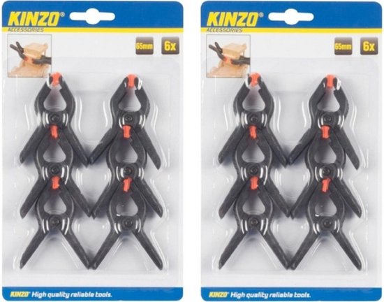 12x stuks zwarte hobby lijmklemmen 65 mm - Marktkraam klemmen/ hobbyklemmen set - Gereedschap/camping van Merkloos