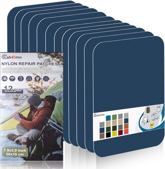 12x Waterdichte Nylon Reparatiepleisters 20x10 cm voor Tent, Slaapzak en Kleding van Merkloos
