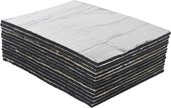 13-delige set 6mm geluidsisolatiematten van aluminium 40x33cm | Zelfklevende warmte-isolatie | Geluidsdemping en thermische bescherming (1.67㎡) van Merkloos