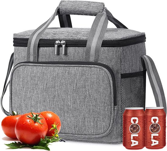 15 liter opvouwbare thermotas voor eten - waterdichte lunchtas voor heren en dames - isolatietas voor onderweg camping - grijs Koelrugtas van Lifewit