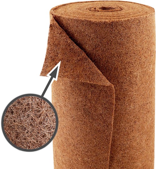 15 m Kokos contactgeluidsisolatie 600 g/m² – Natuurvezelmat 3,5 mm, 1 m breed – Warmte- en geluidsisolatie