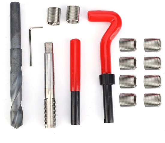 15 stuks M14 x 1,5 Schroefdraadreparatieset Schroefdraadhuls Schroefdraadreparatieset Roestvrij Staal Binnenschroefdraad Reparatie Accessoires Assortiment Kit Schroefdraadinzet Gereedschap
