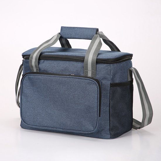15L koeltas, picknicktas, kleine opvouwbare thermische voedseltas, geïsoleerde tas, waterdichte lunchtas voor mannen en vrouwen, koeltas voor reizen, kamperen, auto, kantoor, school, werk, Marineblauw
