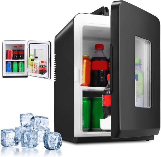 15L Mini Koelkast - Draagbare minibar - 2-in-1-functie: koelen en verwarmen - Mini Autokoelkast - 12V/230V Aansluiting - Draagbare Campingkoelkast - Voor Auto, Kantoor, Camping