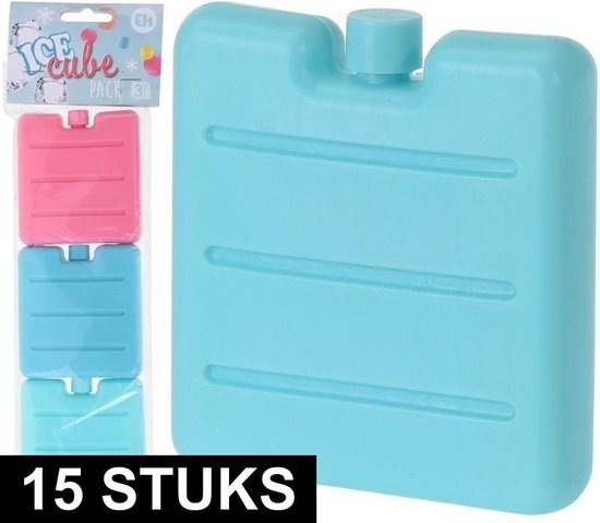 15x Gekleurde mini koelelementen mint/roze/blauw - Kleine koelelementen 7 x 1 x 8 cm 15 stuks van Koopman.