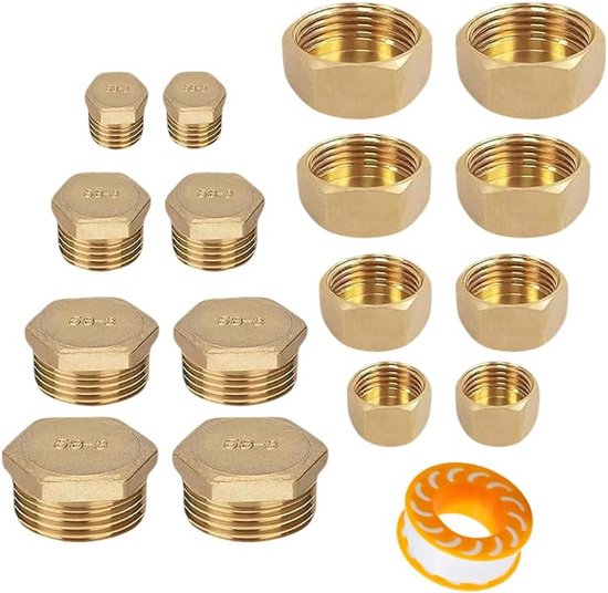 16 Pcs Blind Stops, Water Pipe Inside and Water Stop Tire, Male Thread 1/8 1/4 1/2 3/8 Inches, Water Pipe Shut Off - ShopVlot