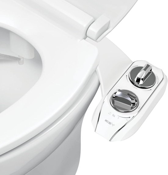 185 Plus Mechanische Bidet-Toiletbril - Volgende Generatie Met EZ-Lift-Scharnieren - Dubbele Sproeiers - 360° Zelfreinigingsmodus (Chroom) van Luxe Bidet