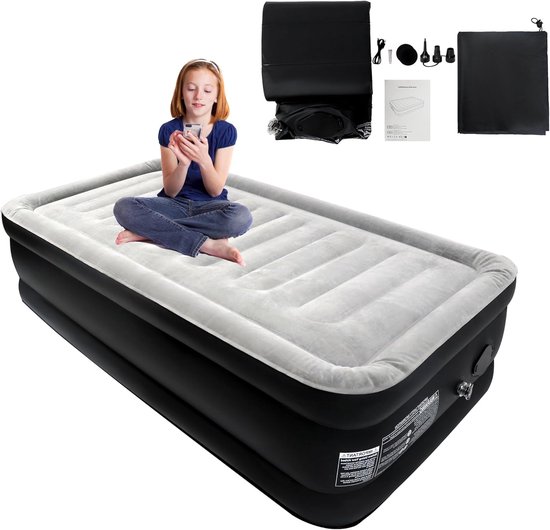 187x90x46cm Kampeerluchtbedden, Gastenbed Opblaasbaar Luchtmatras, Zelfopblazend Matras incl. Luchtpomp en Draagtas, Eenpersoonsbed Luchtbedden Draagvermogen tot 300KG voor Campinguitstapjes/Tuin/Buiten/Terras, NAIZY