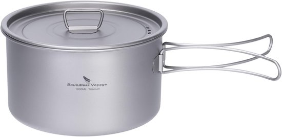 1.8L Camping Kookpot - Lichtgewicht Titanium Kookgerei voor Buiten, Ideaal voor Backpacken en Reizen, Inclusief Soep- en Sauspan