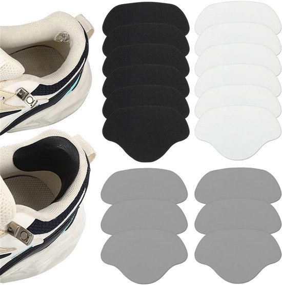 18x Zelfklevende Schoenreparatie Patches voor Hiel en Gaten - Reparatiekit voor Sneakers, Laarzen en Hakken (Zwart, Wit, Grijs)