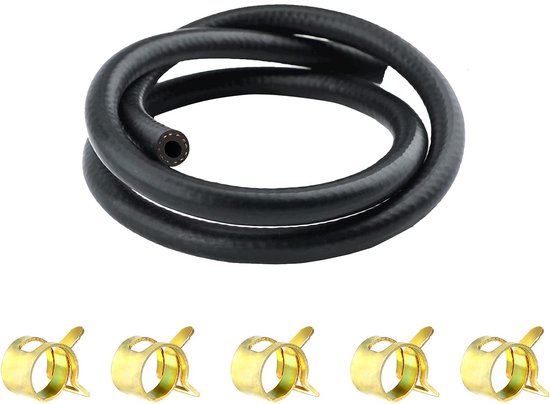 1m 3/16 "Ø 5mm Benzine Slang Inch Gasleiding Kit met Klemmen 5 Stuks Klemmen voor Boot Marine Gas Diesel Benzine