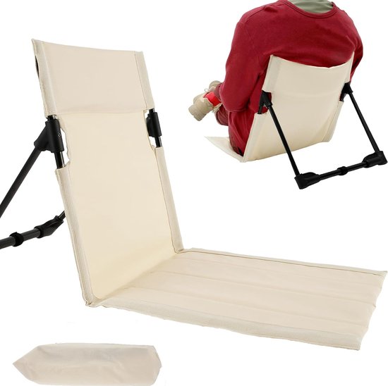 1Stuks(gebroken wit) opvouwbare kampeerstoel - Opvouwbare strandstoel - campingstoel buiten - draagbare opvouwbare campingstoel met opbergtas, lichtgewicht strandvloerstoel, strandloungestoel voor vissen, barbecues, wandelen,picknicken van 1Stuks