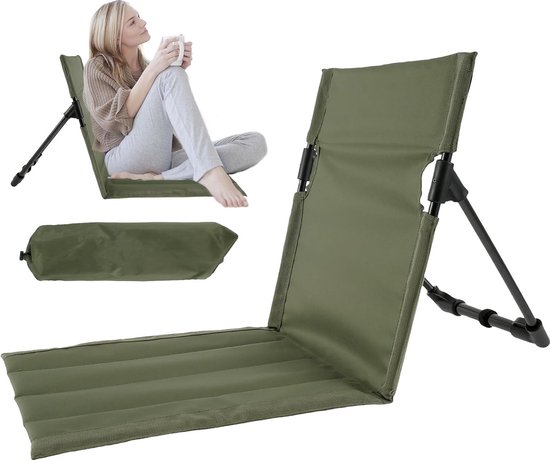 1Stuks(groente) opvouwbare kampeerstoel - Opvouwbare strandstoel - campingstoel buiten - draagbare opvouwbare campingstoel met opbergtas, lichtgewicht strandvloerstoel, strandloungestoel voor vissen, barbecues, wandelen,picknicken van 1Stuks