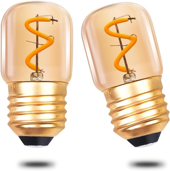 1W E27 Edison Vintage Gloeilampen, Mini Retro Decoratieve LED-lampen, T28 Buisvormige Glazen Lampen Warm Wit 2200K, Amberkleurig Glas, 10W/15W Equivalent, 35 Lumen, Niet Dimbaar, 2 Stuks