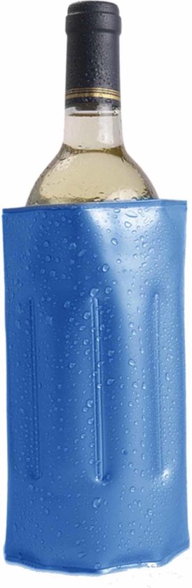 1x Koelelementen hoezen blauw voor wijnflessen 34 x 18 cm - Wijnflessen/drankflessen koelelement - Flessenkoeler - Wijnkoeler van Roltix