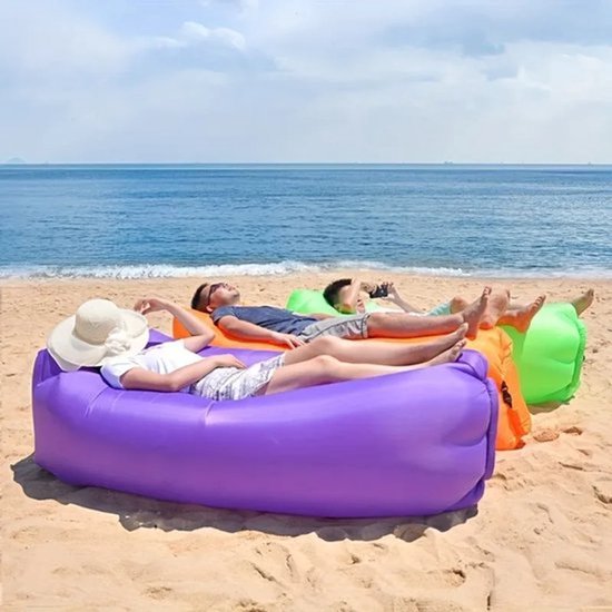 1x Opblaasbare Air Lounger – Draagbare Lazy Sofa, Zitzak en Luchtbed – Perfect voor Camping, Festival, Strand, Tuin en Muziekfestival – Lichtgewicht Opblaasbare Bank met Draagtas - blauw van Merkloos