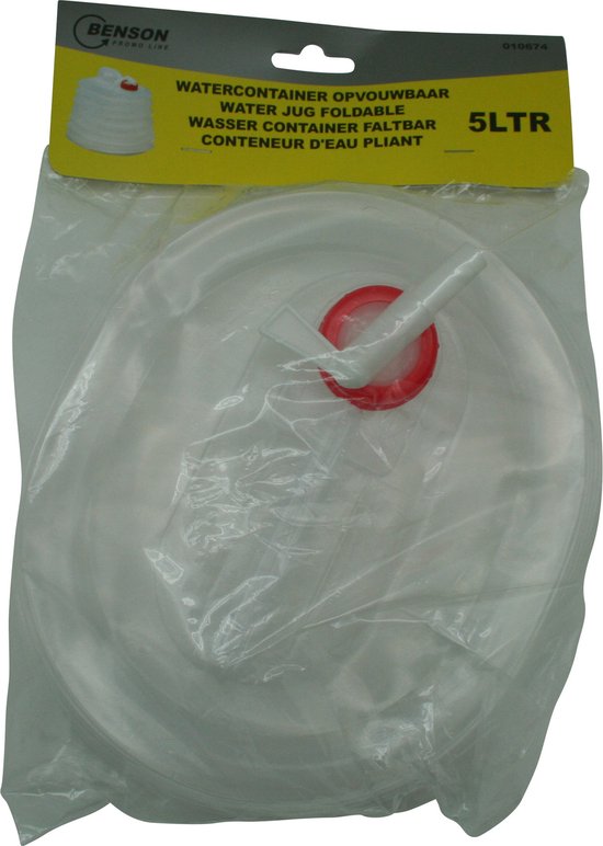 1x Opvouwbare watercontainer met tapkraan - 5 liter - jerrycans / watertanks / watercontainers met kraan / tap - kampeerartikelen van Benson