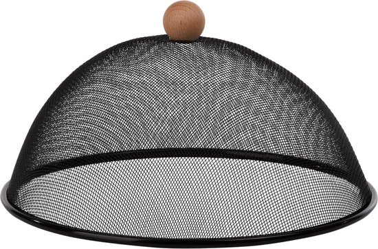 1x Zwarte vliegenkappen voor voedsel 30 cm - Voedselkap - Eten/voedsel beschermen tegen ongedierte - Afdekkappen/vliegenkappen van Dettelin