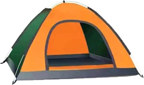 2-3 Personen Campingtent Snel Openende Regendicht Donkergroen en Oranje van Yello