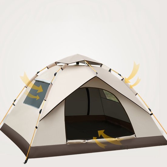 2-3 Persoons Buitentent - Kampeertent - Tent voor meerdere personen 210*150*125CM - Automatisch openend ontwerp - Met 2 gaasramen - Koepelstructuur - Waterdicht en UV-bestendig van Merkloos