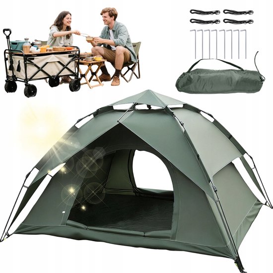 2-3 Persoonstent Dubbellaags - Kampeertent - Tent - 105×180×210cm - Waterdicht & UV-bescherming - Snel op te zetten - Handmatige instelling - Inclusief Accessoires - Voor Kamperen