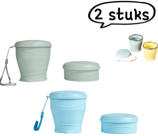 2-delig - Draagbare opvouwbare siliconen waterbeker voor buitengebruik - Draagbare camping theebeker, reisbeker voor mondwater van voedingskwaliteit - Gemengde kleuren